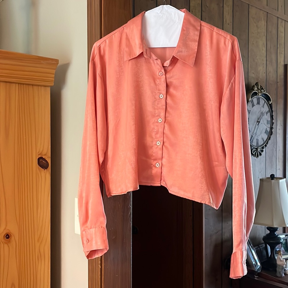 Cropped Forever 21 Silky Top. Size Medium.